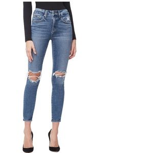 Good American Crop High Waist Skinny Jeans (Blue 261) Size 6/28 NWT